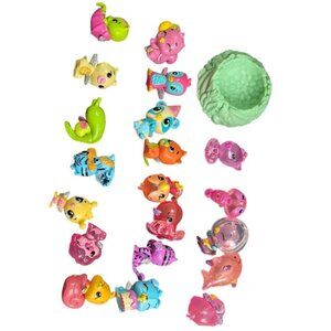Lot Of 20 Hatchimals CollEGGtibles Figures W/ Green Nest Miniatures Toy Set